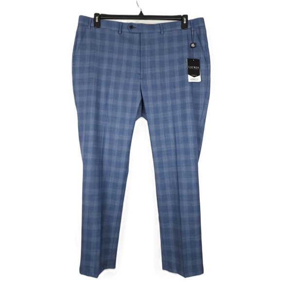 Lauren Ralph Lauren Classic-Fit Ultraflex Wool Suit Pants Blue Plaid 44x32 NWT - Picture 2 of 4